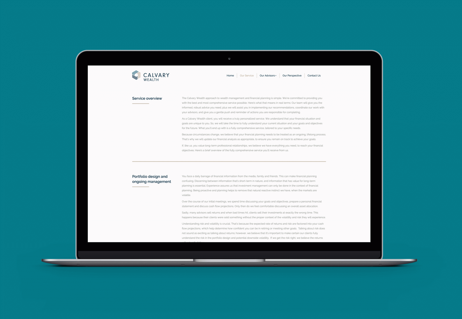 Calvary Wealth Services Website Layout